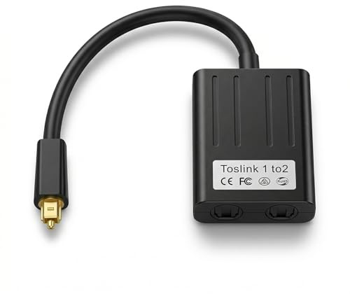 HENGBIRD Toslink Splitter 1 in 2 Out - Cavo splitter ottico audio digitale cavo ottico SPDIF distributore audio per TV DVD amplificatore soundbar (nero)