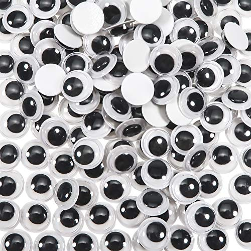 TOAOB 300 Piezas 10 mm Adhesivos Ojos Móviles Negros de Plástico Redondo Autoadhesivo de Muñecas para Manualidades de Scrapbooking Artesanía Accesorios