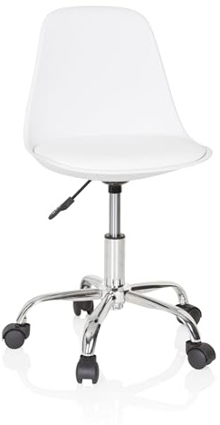 HJH Office 742014 sedia girevole per bambini e ragazzi FANCY II sedia girevole moderna in ecopelle bianca regolabile in altezza