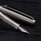 HongDian Füllfederhalter aus Edelstahl, Iridium, feine Spitze, mit Konverter und Stiftbox aus Metall