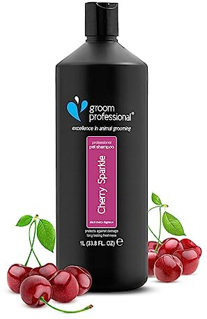 GROOM PROFESSIONAL Cherry Sparkle Hundeshampoo - Tiefenreinigendes Shampoo für Hunde - Hundeshampoo Gegen Geruch - Revitalisiert das Fell - Schützt die Hautzellen vor Schäden, 1 Liter