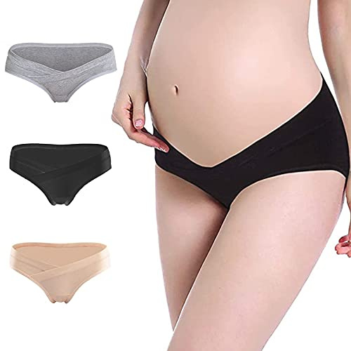 LAOLUO Culotte Maternité en Coton Femmes Taille Basse Doux Respirant Enceintes sous-vêtements de Grossesse Confortable Slip Pas Cher Confortable Lingerie en V Mode Chic Pyjama Lot de 3/6
