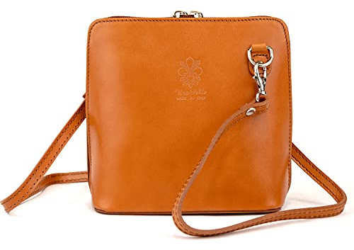 Woodland Leathers Vera Pelle Petit sac à main en cuir véritable pour femme avec bandoulière de haute qualité, peau