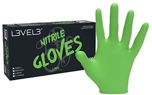 L3 Level 3 Nitrile Gloves - Professional Heavy Duty Disposable Gloves - Latex Free - Fits Snug - Box of 100