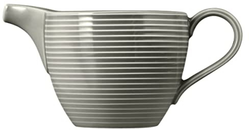 Seltmann Weiden Beat Color Glaze Milchkännchen, 290 ml, Gießer mit Rillen-Relief, Sahnekännchen aus Porzellan, Perlgrau