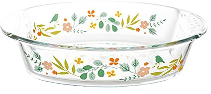 Fuente para Hornear Horno a la mesa Placas de cena for hornear, plato de hornear vidrio redondo con asa, cacerola for cocinar, cena de pastel, cocina, 10.2x7.1x2.6inch Fuentes para Horno ( Color : A )