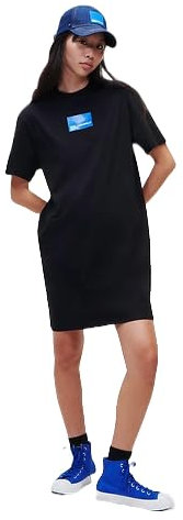 KARL LAGERFELD JEANS, Damen, Logo-T-Shirt-Kleid, Normale Passform, Schwarz, L