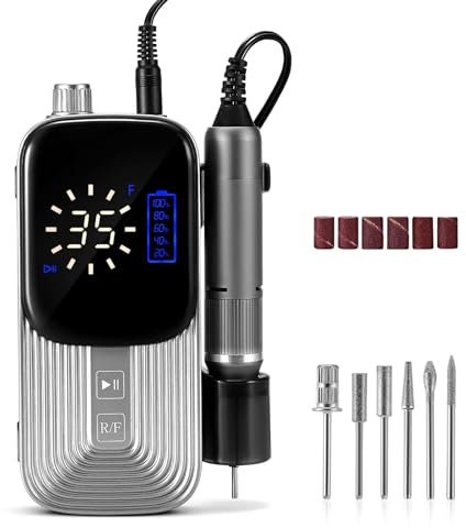 MusyVocay Elektrische Nagelfräser für Gelnägel, Elektrische Nagelfeile Elektrisch Fräser Nägel Fräsmaschine , Nagel Fräser Nail Drill Maniküre Pediküre Set, 4000mAh, 35000 U/Min,Weiß