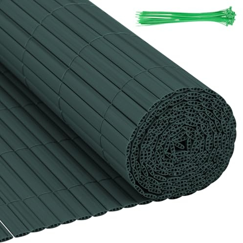 Gimisgu PVC Sichtschutzmatte 80x300cm Sichtschutzzaun Verdreifachen Verstärkung Standard Sichtschutz mit Kabelbindern Balkonsichtschutz Windschutz Wetterfest für Garten Balkon, Grün