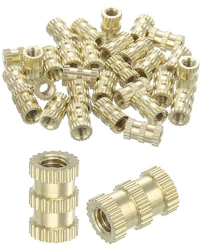 sourcing map Knurled Insert Nuts, 30Pcs M3 x 8mm(L) x 5mm(OD) Thread Printing Brass Nuts Female Threaded Inserts Brass Heat Set Insert Embedment Nuts