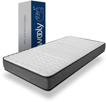 Wooly Colchón 90x200 cm - Altura 15 cm - Confort Ergonómico - Espuma Viscoelástica - Reversible - Hipoalergénico - 7 Zonas - Colchón Individual - Modelo Eco - Fabricado en Europa