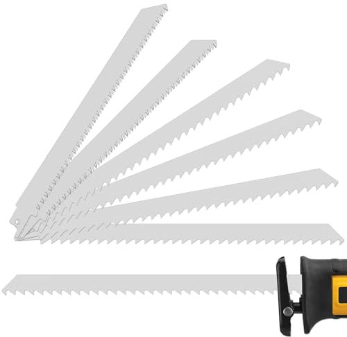 Juego de 6 hojas de sierra sable, antióxido, antiincrustación, acero inoxidable, 4 piezas, 300 mm, 2 piezas, 225 mm, duraderas, afiladas, para alimentos congelados, carne, huesos, madera