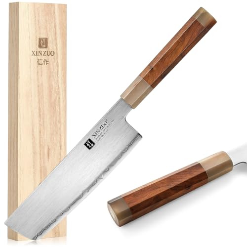XINZUO Japansk stål Nakiri-kniv 18,3 cm kökskniv, handsmide grönsakskniv japanskt stål ZDP-189, skärpa kökskniv - öken handtag järn