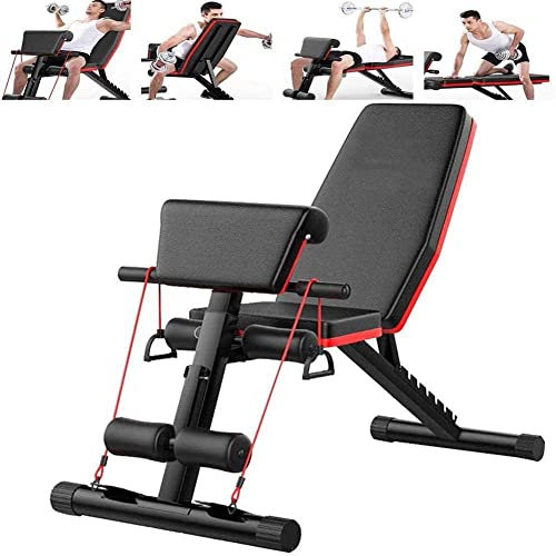 MYVVKIA Banco de Pesas Ajustable Plegable para Gimnasio en casa, Banco de Ejercicios con Mancuernas, Banco Plano Inclinado, Banco de Abdominales Inclinado, Banco Plano con Pesas