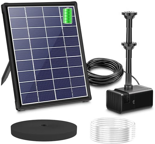 Biling 6W Solar Springbrunnen für außen mit 3000mAh Batterie Solar Teichpumpe mit Akku Solar Brunnenpumpen mit Akku, Solar Wasserpumpe Schwimmende Fontäne für Solar Wasserspiel Brunnen Draussen Teich