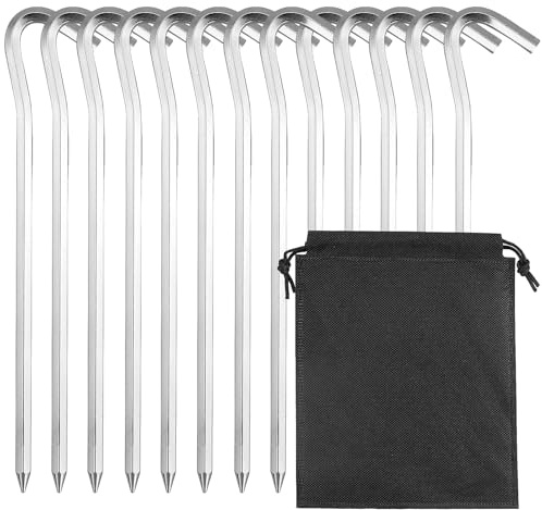 Piquetas para tienda de campaña, 12 unidades, 18 cm / 7 pulgadas, aleación de aluminio, piquetas para tienda de campaña, estacas de metal, estacas de jardín, clavos, accesorios de tienda de campaña,