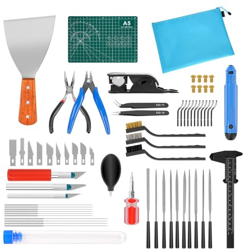 YHANEC Kit d'outils pour imprimante 3D, 73 pièces accessoires d'imprimante 3D, y compris les aiguilles de nettoyage de buse, l'outil d'ébavurage, kit de couteaux d'art, pince à épiler, pinces, etc