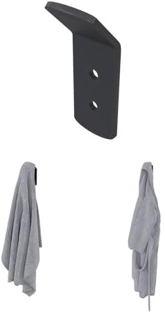 QLS Handtuchhaken aus Stahl Schwarz Wandhaken zum Bohren für Badezimmer Küche Garderobe