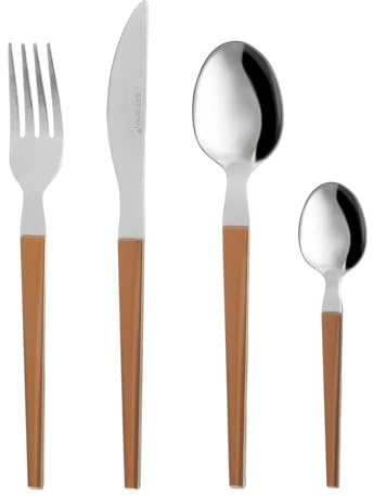 Set 24 posate in acciaio manico marrone Diletta