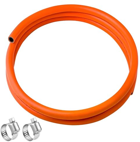 Ninyoon Tuyau de gaz standard britannique de 2 m de longueur de 8 mm, tuyau de gaz GPL en PVC avec alésage interne de 8 mm avec 2 clips