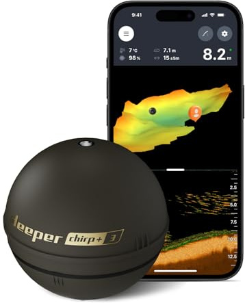 Deeper CHIRP+ 3 Castable GPS Sonar - Portable Fish and Depth Finder for Boat Fishing, Ice Fishing, Shore Fishing - Personal 3D Depth Maps with User-friendly Free App
