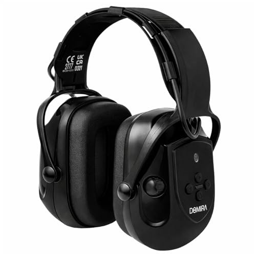 DOMIRA Bluetooth Electronic Unisex Ear Defenders SNR 30dB Noise Reduction – Hearing Protection Earmuffs with AUX, Mic & Stereo Sound for Shooting, Work & DIY – Brown/Black