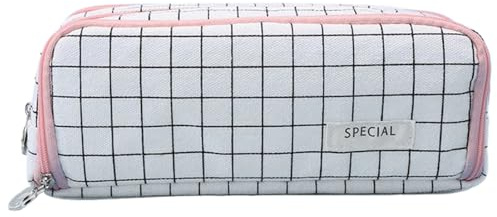 Generico Simple Helmet - Zipper | Toiletry Bag Organizer | Cosmetic Storage Helmets | Multipurpose Pen Case for Scissors, Sovereign, Eraser, Magazines, Offices, Pink and White, Please refer to the