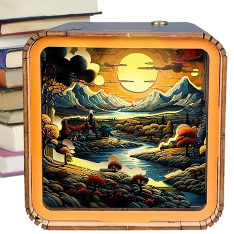 Lampe à puzzle en bois - 9.5x9.5x5cm Matériau en bois naturel, LED rechargeable | Livrer de nuit 3D portable, décoratif fait à la main pour la chambre de bureau salle d'étude Cadeau d'études ambiant é