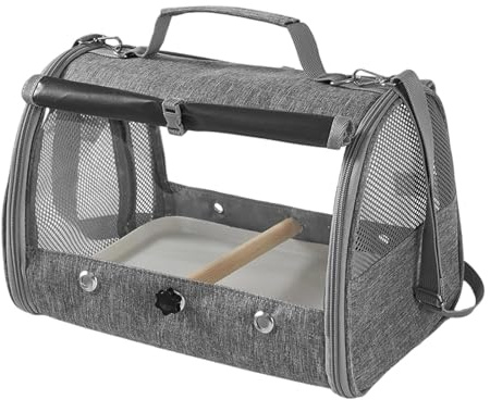 Fxzqgnh Caisse de Transport pour Oiseaux, Cage pour Perroquets, Fenêtre Transparente avec Support et Perchoir, Convient Aux Aras, Perruches, Perruches Ondulée