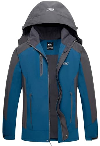 DCmount Mens Waterproof Jackets Hiking Jacket Adjustable Hood for Rain, Outdoors, Walking, Travelling, Camping, Running