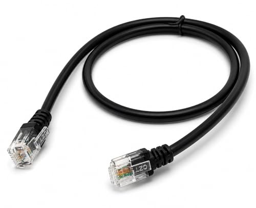 DRUT 0.5m, RJ11 to RJ11 ADSL 2 High Speed Broadband Modem Telephone Cable Transmits Data Up to 100 Mbits/sec, 26 AWG Supports Analogue or Digital (DSL/ISDN) Applications (1.6ft, Black)