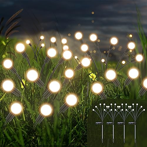 Luci Solari Esterno Giardino,4PCS Lampade Solari a LED da Esterno con 6 LEDs, Luci Giardino Energia Solare,IP65 Impermeabili, Luci Solari da Giardino per Paesaggio Strade aiuola,Decorazione natalizia