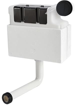 Housler® Matte Black Pneumatic Concealed WC Cistern Set – Dual 3/6L Toilet Flush System, Bottom Inlet, Pressurized,30cm Wire, Complete Set with Flush & Fill Valve, Tank, Flush Pipe & Fittings
