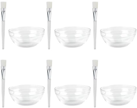 minkissy Facial Mask Bowl Set 6 Reusable Mixing Bowls with 6 Face Mask Brushes for Diy Home Use