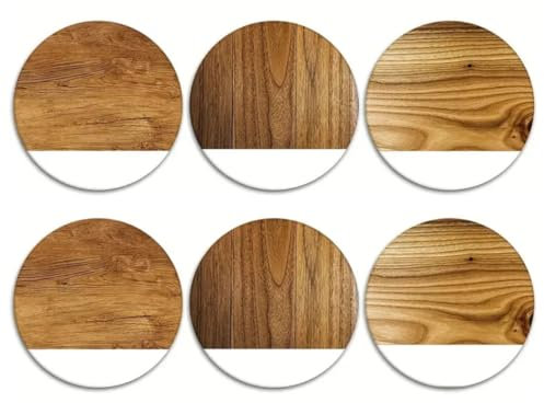 Juego de Posavasos Elegantes con Base de bambú y Madera, Posavasos Originales para Bebidas como Cafe, te, Cerveza, Vino para Casa y Restaurante, 6 Unidades