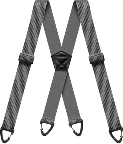 Hidden Braces for Men 1.6 Inch Wide X Back Adjustable Elastic Men's Suspenders Under Clothing with 4 Snap Loop for Jeans Pants Grey