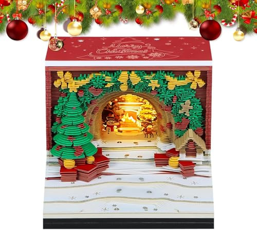3D Calendar Paper Sculpture LED Lights Home Decor Arts Crafts | 3D Christmas Arch Tear Away Calendar 2026 for Bedroom Office School Classroom Dorm Apartment Family Kids Adults Teacher