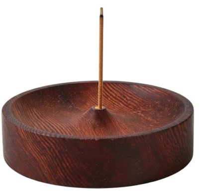 Walnut Incense Holder, Round Ash Catcher Joss Stick Holder for Meditation | Yoga, Home Decor, Incense Sticks Holder