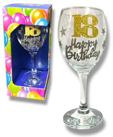 Partycolarità Bicchiere 18 Anni Calice Glitter Oro Gadget Idea Regalo Festa 18° Compleanno