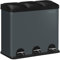 SONGMICS 54L Recycling Bin, Rubbish Bin, Steel Pedal Bin with 3 Sections, Inner Buckets, 6 Sorting Labels, for Easy Waste Separation, Grey and Black LTB54G 60,4 x 30 x 56,3 cm (L x B x H)