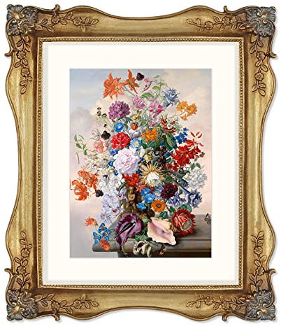 SIMON'S SHOP Portarretratos dorados de 8 x 10 pulgadas con paspartú, marco vintage de 8 x 10 pulgadas con paspartú para fotos de 5 x 7 pulgadas, marco de estilo barroco para decoración de pared y mesa