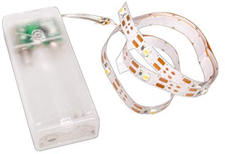 Rayher 69232159 - Tira de Luces LED (55 cm, 16 ledes de 8 mm, Caja de PVC, Funciona con Pilas, Natural, Normal