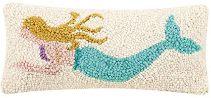 Peking Handicraft 30TG426C05OB Blown Filled Hook Throw Pillow, 12-inch Length, Wool and Cotton (Mermaid)