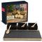 Moritz & Moritz 3x Schwarze Dipschalen Set mit Brett Holz und Schieferplatte - Dip Schälchen für Snacks - Snack Schalen Set Keramik - Kleine Schüsseln als Saucenschälchen, Snackschalen, Dessertschalen
