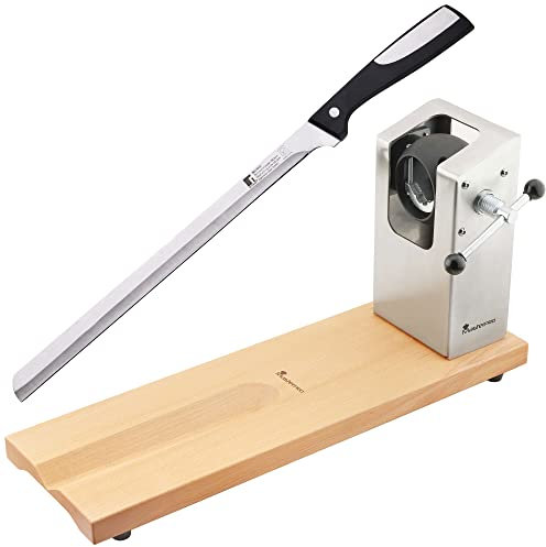 Bergner Confezione da prosciutto 62 x 19,5 x 3,3 cm Collezione Masterpro e un coltello da prosciutto 28 cm acciaio inossidabile