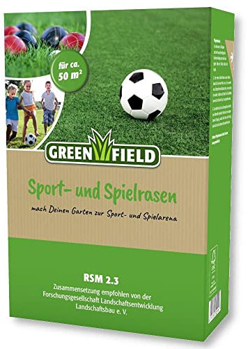 Greenfield Prato sportivo e prato da gioco, 1 kg, semi di erba, prati, sport, famiglia, robusto