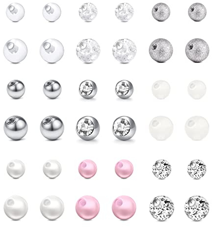 incaton Piercing Balls 14G 16G Replacement Balls Set 3mm 4mm 5mm 8mm for Belly Nipple Tongue Lip Septum Spare Balls 1.2mm 1.6mm