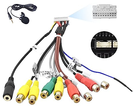Hikity Cavo Adattatore RCA da 20 Polig Plug Stereo Audio/Video Cavo Audio RCA per Auto + Microfono