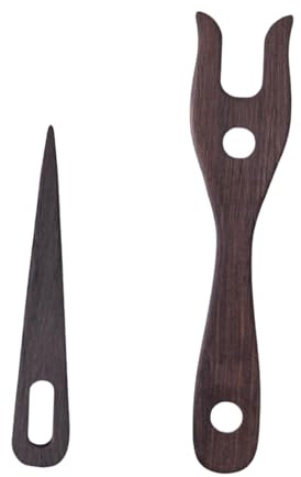 F Fityle 2x Knitting Fork and Eye Kit Lucet Fork Fork Cordmaking, Deep Brown