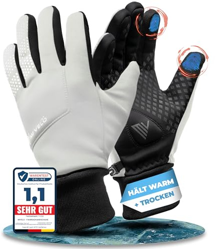 MIVELO Fahrradhandschuhe Herren & Damen mit Ergo-PAD Winterhandschuhe Touchscreen wasserfest, Winddicht & gepolstert Handschuhe Fahrrad Winter schwarz (Reflektierend, S)